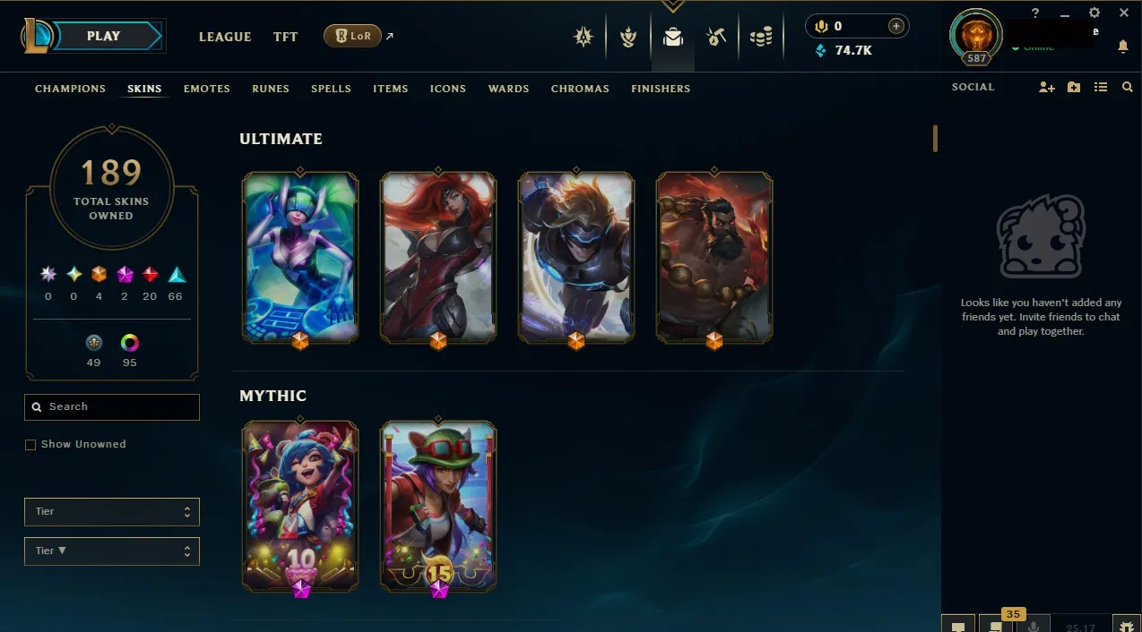 🏆 EUNE New Season⌛Silver 2 🚀 level 587⌛ Full Champ 💯+189 SKIN 🏆 Recovery Info ✅